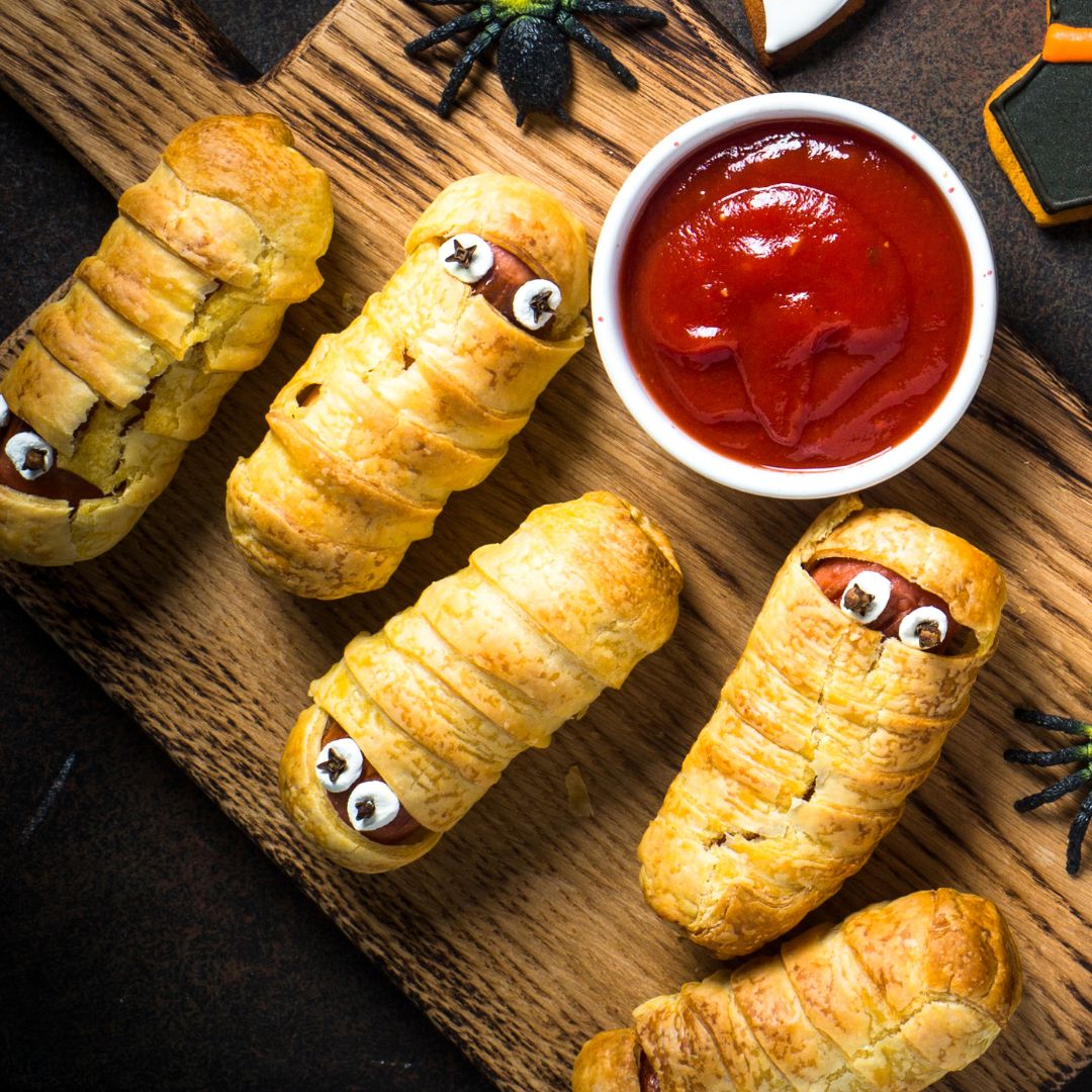 Make mummified sausages for a spooky Halloween snack